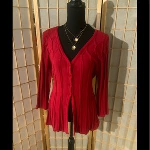 NWT Croft & Barrow-Red 4 button long sleeve sweater. Sz Lg